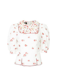 Белая блуза с коротким рукавом с цветочным принтом от G.V.G.V.
