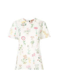Белая блуза с коротким рукавом с цветочным принтом от N°21