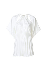 Белая блуза с коротким рукавом со складками