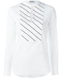 Белая блузка в горизонтальную полоску от Brunello Cucinelli