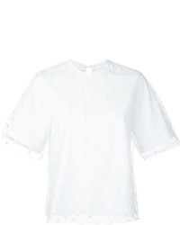 Белая блузка в сеточку в горошек от Muveil