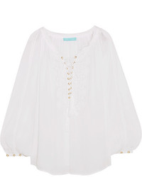 Белая блузка с вышивкой от Melissa Odabash