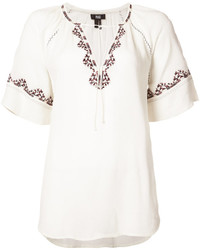 Белая блузка с вышивкой от Paige