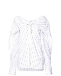 Белая блузка с длинным рукавом в вертикальную полоску от Dion Lee