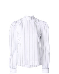 Белая блузка с длинным рукавом в вертикальную полоску от MSGM