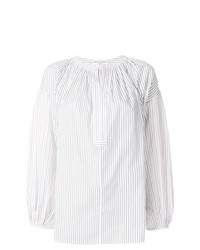 Белая блузка с длинным рукавом в вертикальную полоску от Sonia Rykiel