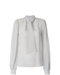 Белая блузка с длинным рукавом в горошек от Maison Margiela