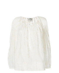 Белая блузка с длинным рукавом с вышивкой