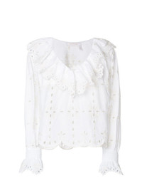 Белая блузка с длинным рукавом с вышивкой от See by Chloe