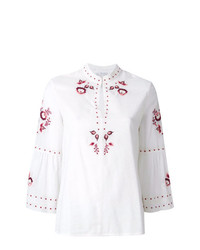 Белая блузка с длинным рукавом с вышивкой от Vilshenko