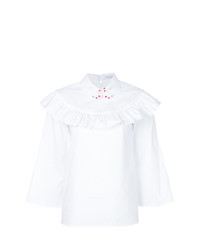 Белая блузка с длинным рукавом с вышивкой от Vivetta