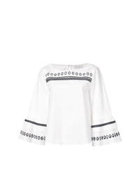 Белая блузка с длинным рукавом с люверсами от Tanya Taylor