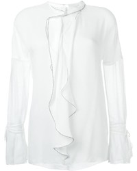 Белая блузка с длинным рукавом с рюшами от 3.1 Phillip Lim