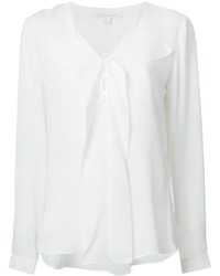 Белая блузка с длинным рукавом с рюшами от Diane von Furstenberg