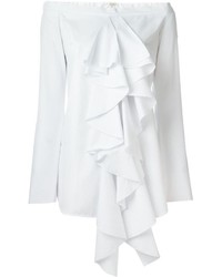 Белая блузка с длинным рукавом с рюшами от Ellery