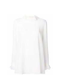 Белая блузка с длинным рукавом с рюшами от Ermanno Scervino