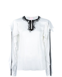 Белая блузка с длинным рукавом с рюшами от Giamba