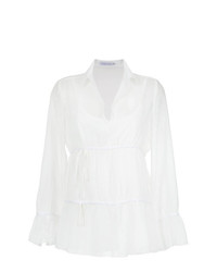 Белая блузка с длинным рукавом с рюшами от Mara Mac