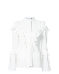 Белая блузка с длинным рукавом с рюшами от Patbo