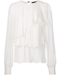 Белая блузка с длинным рукавом с рюшами от Plein Sud Jeans
