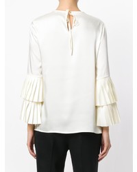 Белая блузка с длинным рукавом с рюшами от P.A.R.O.S.H.