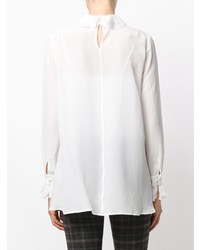 Белая блузка с длинным рукавом с рюшами от Ermanno Scervino