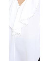 Белая блузка с длинным рукавом с рюшами от Yigal Azrouel