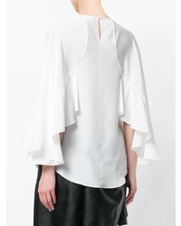 Белая блузка с длинным рукавом с рюшами от Chloé