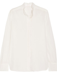 Белая блузка с длинным рукавом с рюшами от See by Chloe
