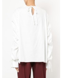 Белая блузка с длинным рукавом с рюшами от Teija