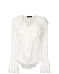 Белая блузка с длинным рукавом с рюшами от Twin-Set