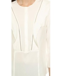 Белая блузка с длинным рукавом с рюшами