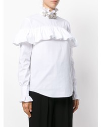 Белая блузка с длинным рукавом с украшением от Christopher Kane