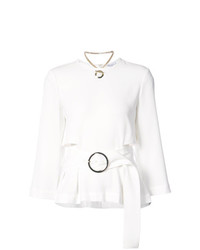 Белая блузка с длинным рукавом с украшением от Derek Lam 10 Crosby