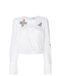 Белая блузка с длинным рукавом с цветочным принтом от Natasha Zinko