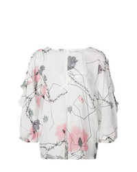Белая блузка с длинным рукавом с цветочным принтом от Thomas Wylde