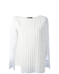 Белая блузка с длинным рукавом со складками от Erika Cavallini