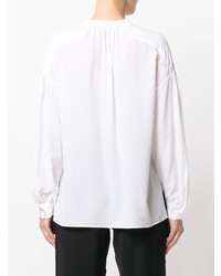 Белая блузка с длинным рукавом со складками от Vince