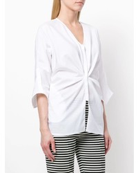 Белая блузка с длинным рукавом со складками от Roberta Furlanetto