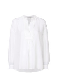Белая блузка с длинным рукавом со складками от Vince