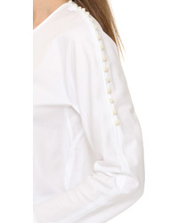 Белая блузка с длинным рукавом от Wes Gordon