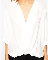 Белая блузка с длинным рукавом от Bardot
