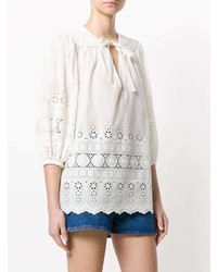 Белая блузка с длинным рукавом от Zimmermann