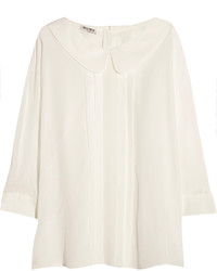 Белая блузка с длинным рукавом от Miu Miu