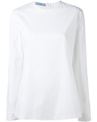 Белая блузка с длинным рукавом от Prada