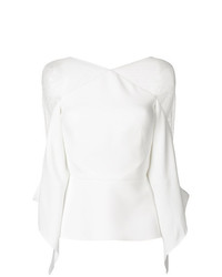 Белая блузка с длинным рукавом от Roland Mouret