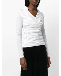 Белая блузка с длинным рукавом от Talbot Runhof