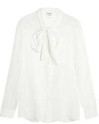 Белая блузка с длинным рукавом от Saint Laurent