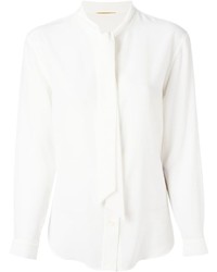 Белая блузка с длинным рукавом от Saint Laurent