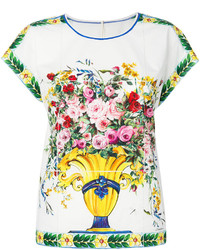Белая блузка с принтом от Dolce & Gabbana